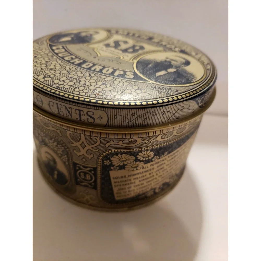 Vintage Smith Bros S.B. Cough Drops Tin Container Advertising‎ collectible C-6